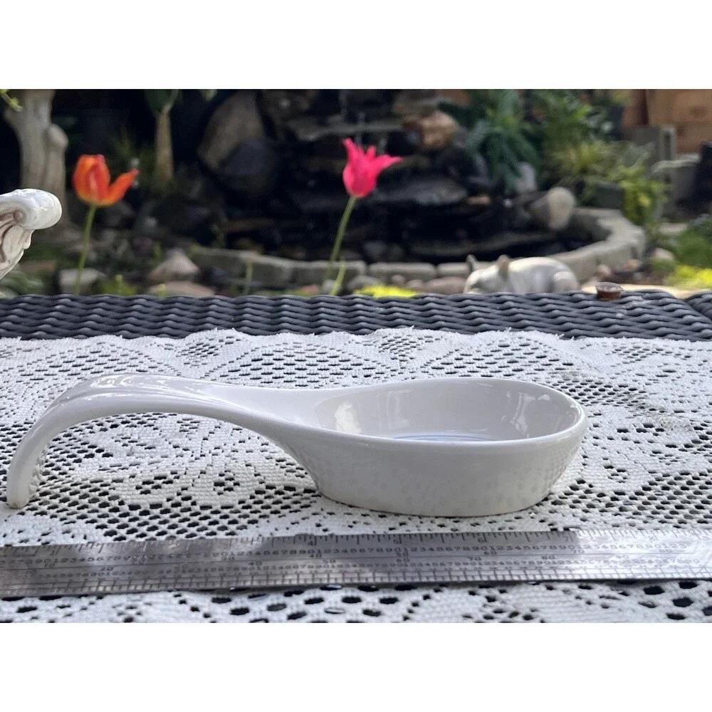 1990s Vintage Floral Ceramic Spoon Rest GHC Mexico Country Kitchen Decor